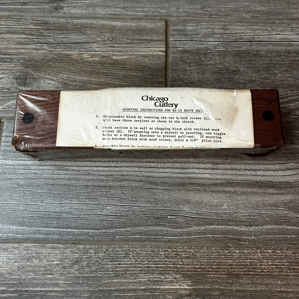 New Chicago Cutlery KR12 Knife Rack Block Mounting Hardware Instructions Vintage
